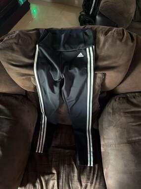 Adidas AEROREADY 3-Stripe High-Waisted Leggings, Black/White, Size S